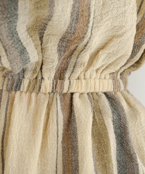 Kastane（カスタネ）の「チェンナイマルチストライプサロペット（サロペット/オーバーオール・レディース・ベージュ/ブラウン・FREE）」の4枚目の写真
