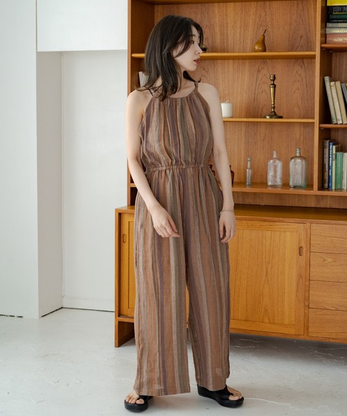 Kastane（カスタネ）の「チェンナイマルチストライプサロペット（サロペット/オーバーオール・レディース・ベージュ/ブラウン・FREE）」の15枚目の写真