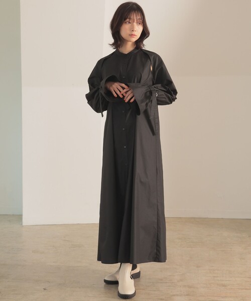 BeAMS DOT(ビームスドット)の「BeAMS DOT / オープンショルダー ロングシャツワンピース(シャツワンピース・レディース・ブラック/オレンジ/ホワイト・FREE)」の22枚目の写真