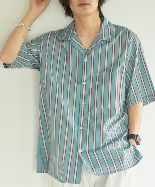 PBLIM(ページボーイリム)の「PAGEBOYLIM/ヒッピーストライプシャツ(シャツ/ブラウス・レディース・ミント/サックスブルー・MEDIUM/LARGE)」の2枚目の写真