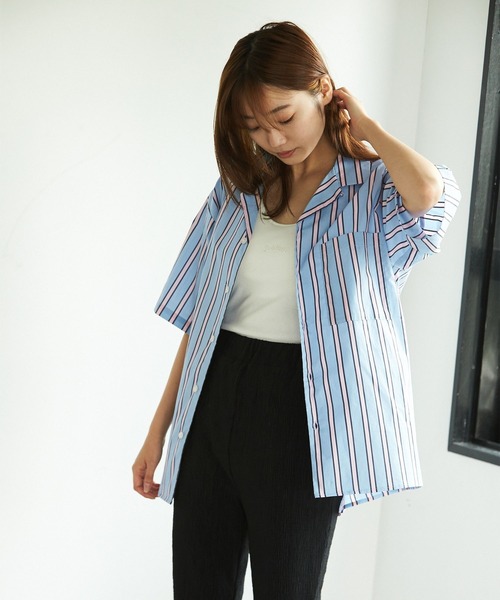 PBLIM(ページボーイリム)の「PAGEBOYLIM/ヒッピーストライプシャツ(シャツ/ブラウス・レディース・ミント/サックスブルー・MEDIUM/LARGE)」の3枚目の写真