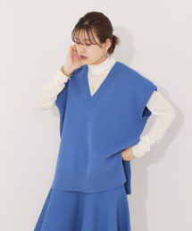 Rouge vif | 【セットアップ対応】ニットロングベスト(ベスト)