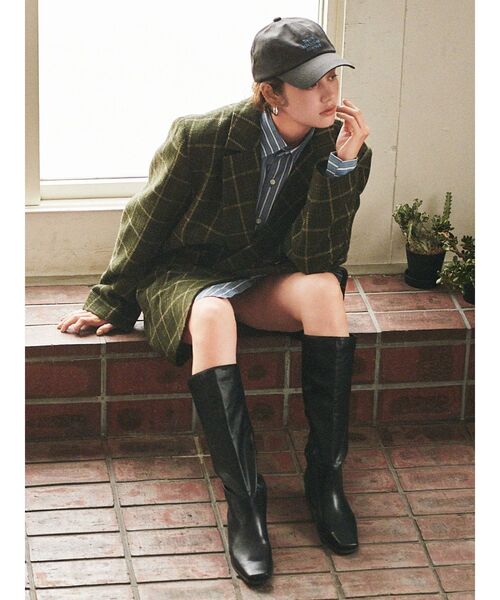 Ungrid（アングリッド）の「スクエアトゥロングブーツ（ブーツ・レディース・ブラック/アイボリー・S/M/L）」の4枚目の写真