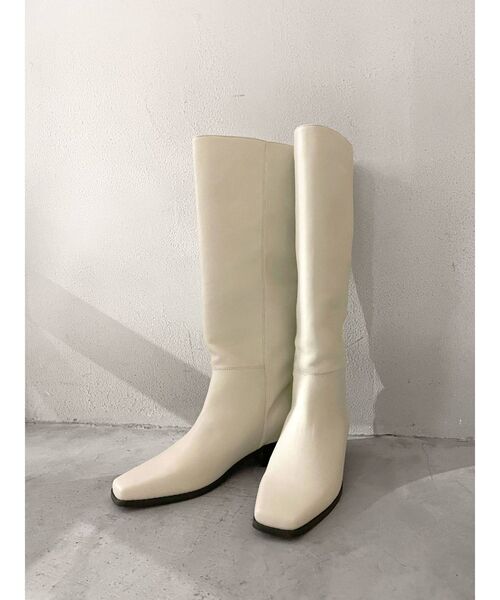 Ungrid（アングリッド）の「スクエアトゥロングブーツ（ブーツ・レディース・ブラック/アイボリー・S/M/L）」の8枚目の写真