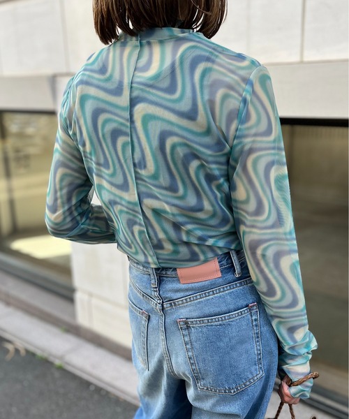 mi via loca（ミヴィアロカ）の「チュール柄スキントップス（Tシャツ/カットソー・レディース・ベージュ/グレー/イエロー/ブルー/ネイビー/カーキブラウン/ライトグレー/アイボリー・FREE）」の20枚目の写真