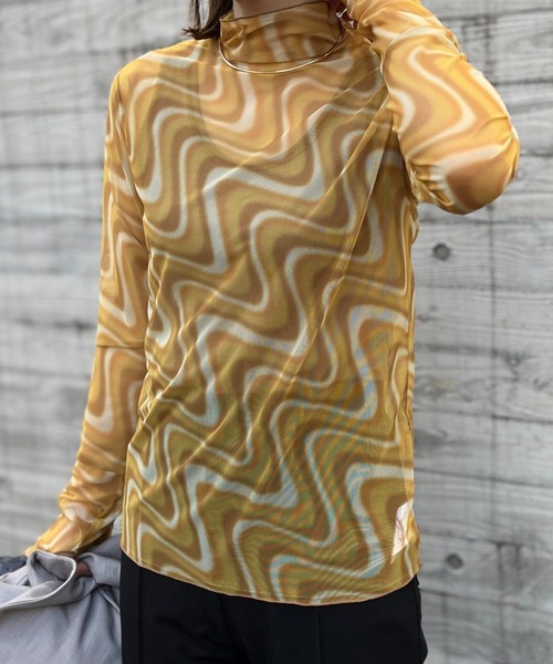 mi via loca（ミヴィアロカ）の「チュール柄スキントップス（Tシャツ/カットソー・レディース・ベージュ/グレー/イエロー/ブルー/ネイビー/カーキブラウン/ライトグレー/アイボリー・FREE）」の22枚目の写真