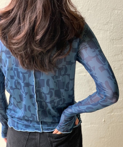 mi via loca（ミヴィアロカ）の「チュール柄スキントップス（Tシャツ/カットソー・レディース・ベージュ/グレー/イエロー/ブルー/ネイビー/カーキブラウン/ライトグレー/アイボリー・FREE）」の15枚目の写真