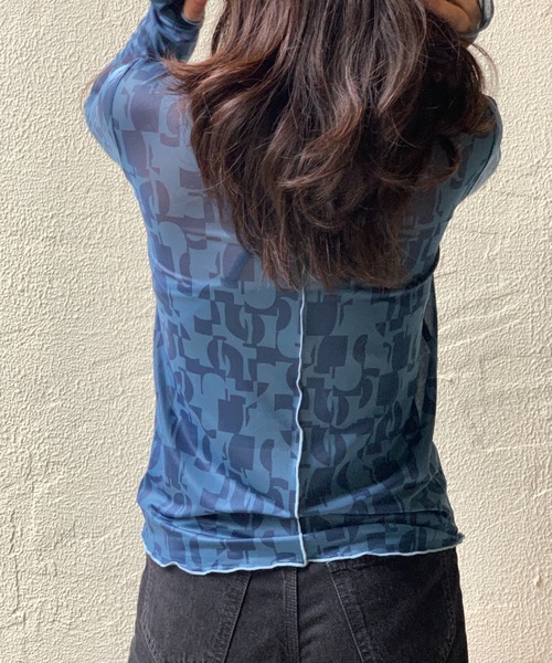 mi via loca（ミヴィアロカ）の「チュール柄スキントップス（Tシャツ/カットソー・レディース・ベージュ/グレー/イエロー/ブルー/ネイビー/カーキブラウン/ライトグレー/アイボリー・FREE）」の16枚目の写真