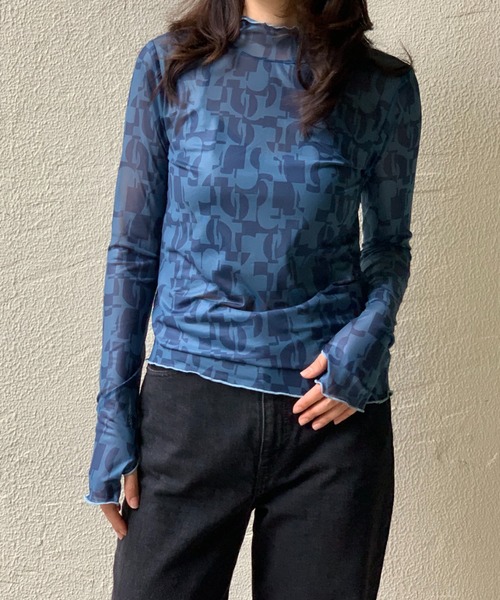 mi via loca（ミヴィアロカ）の「チュール柄スキントップス（Tシャツ/カットソー・レディース・ベージュ/グレー/イエロー/ブルー/ネイビー/カーキブラウン/ライトグレー/アイボリー・FREE）」の17枚目の写真