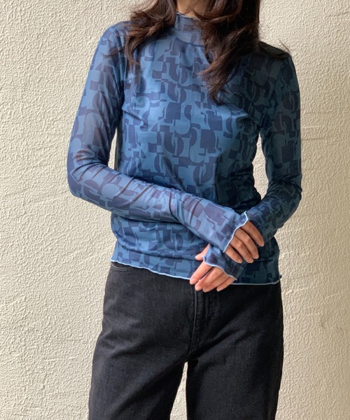 mi via loca（ミヴィアロカ）の「チュール柄スキントップス（Tシャツ/カットソー・レディース・ベージュ/グレー/イエロー/ブルー/ネイビー/カーキブラウン/ライトグレー/アイボリー・FREE）」の18枚目の写真