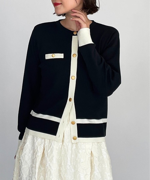 PICCIN(ピッチン)の「【日本製】ゴールドボタンカーディガン(カーディガン/ボレロ・レディース・ブラック/アイボリー・M)」の11枚目の写真