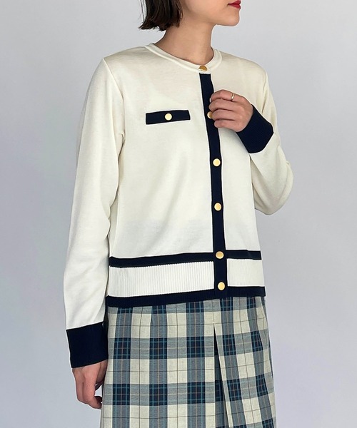 PICCIN(ピッチン)の「【日本製】ゴールドボタンカーディガン(カーディガン/ボレロ・レディース・ブラック/アイボリー・M)」の6枚目の写真