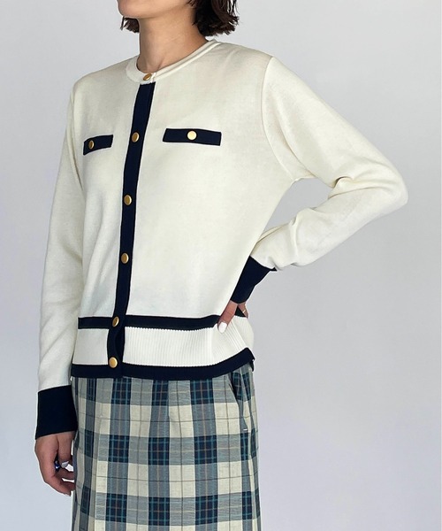 PICCIN(ピッチン)の「【日本製】ゴールドボタンカーディガン(カーディガン/ボレロ・レディース・ブラック/アイボリー・M)」の4枚目の写真