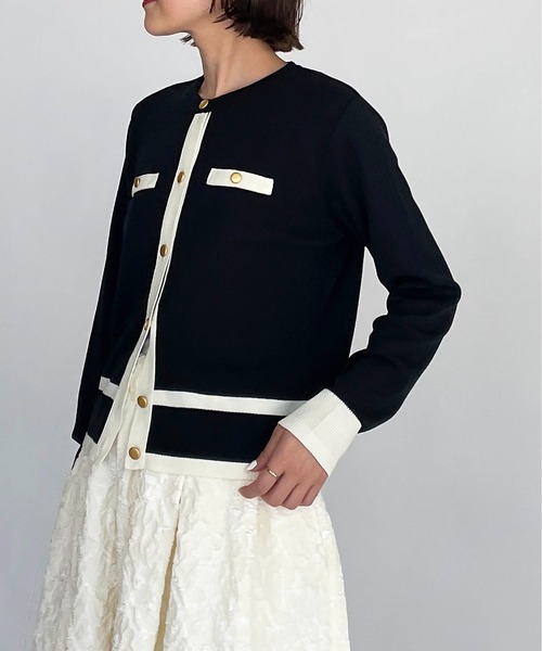 PICCIN(ピッチン)の「【日本製】ゴールドボタンカーディガン(カーディガン/ボレロ・レディース・ブラック/アイボリー・M)」の12枚目の写真