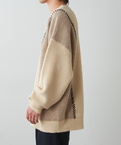 Lui's(ルイス)の「ステッチ配色クルーニット(ニット/セーター・メンズ・ブラック/アイボリー・SMALL/MEDIUM)」の13枚目の写真