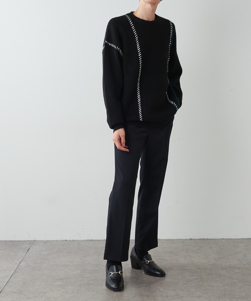 Lui's(ルイス)の「ステッチ配色クルーニット(ニット/セーター・メンズ・ブラック/アイボリー・SMALL/MEDIUM)」の11枚目の写真