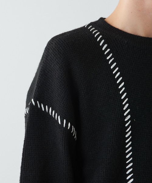 Lui's(ルイス)の「ステッチ配色クルーニット(ニット/セーター・メンズ・ブラック/アイボリー・SMALL/MEDIUM)」の20枚目の写真