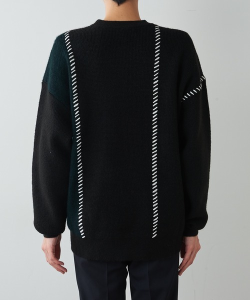 Lui's(ルイス)の「ステッチ配色クルーニット(ニット/セーター・メンズ・ブラック/アイボリー・SMALL/MEDIUM)」の19枚目の写真