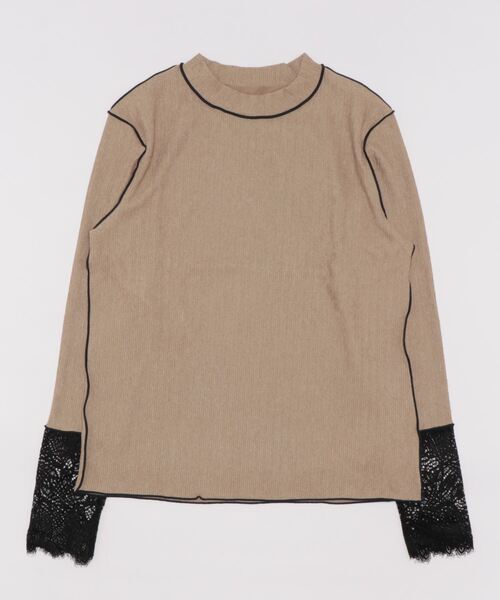 DouDou（ドゥドゥ）の「レース切替袖メロートップス（Tシャツ