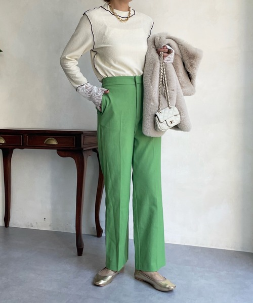 DouDou（ドゥドゥ）の「レース切替袖メロートップス（Tシャツ/カットソー・レディース・ネイビー/オフホワイト/ブラック/アイボリー/ベージュ・FREE）」の20枚目の写真