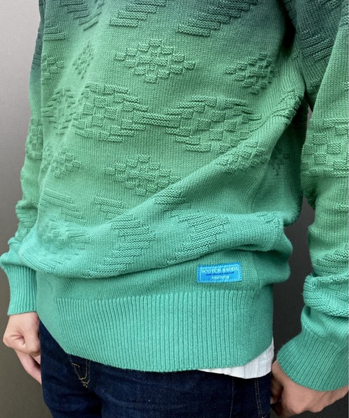 SCOTCH&SODA（スコッチアンドソーダ）の「オーガニックコットン ジャカード セーター【168496】（ニット/セーター・メンズ・ブルー系その他/グリーン系その他・MEDIUM/LARGE/SMALL）」の8枚目の写真
