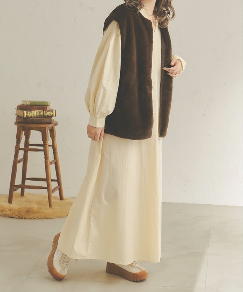 Ambre Neige（アンブルネージュ）の「フェイクファーベスト／WEB/EC限定商品（ベスト・レディース・ダークブラウン/ベージュ/アイボリー・FREE）」の8枚目の写真