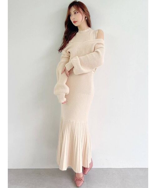 RESEXXY（リゼクシー）の「バックリボンセットニットワンピース（ワンピース・レディース・レッド/ブルー/アイボリー/ブラック・FREE）」の12枚目の写真