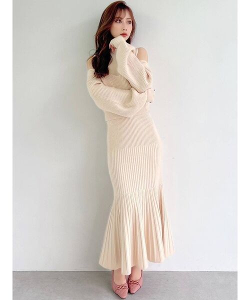 RESEXXY（リゼクシー）の「バックリボンセットニットワンピース（ワンピース・レディース・レッド/ブルー/アイボリー/ブラック・FREE）」の10枚目の写真