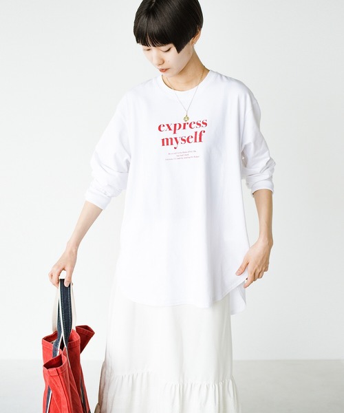 haco!（ハコ）の「自分らしさを出す一歩！コーデも気分も盛り上げて　落ち着きすぎずに大人っぽく見せるオリジナルロゴTシャツby who made me（Tシャツ/カットソー・レディース・オフホワイト/杢グレー・SMALL/MEDIUM/LARGE/X-LARGE）」の19枚目の写真