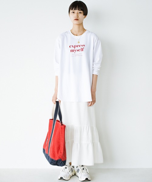 haco!（ハコ）の「自分らしさを出す一歩！コーデも気分も盛り上げて　落ち着きすぎずに大人っぽく見せるオリジナルロゴTシャツby who made me（Tシャツ/カットソー・レディース・オフホワイト/杢グレー・SMALL/MEDIUM/LARGE/X-LARGE）」の18枚目の写真