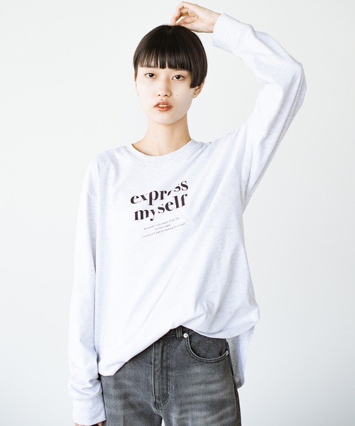 haco!（ハコ）の「自分らしさを出す一歩！コーデも気分も盛り上げて　落ち着きすぎずに大人っぽく見せるオリジナルロゴTシャツby who made me（Tシャツ/カットソー・レディース・オフホワイト/杢グレー・SMALL/MEDIUM/LARGE/X-LARGE）」の5枚目の写真