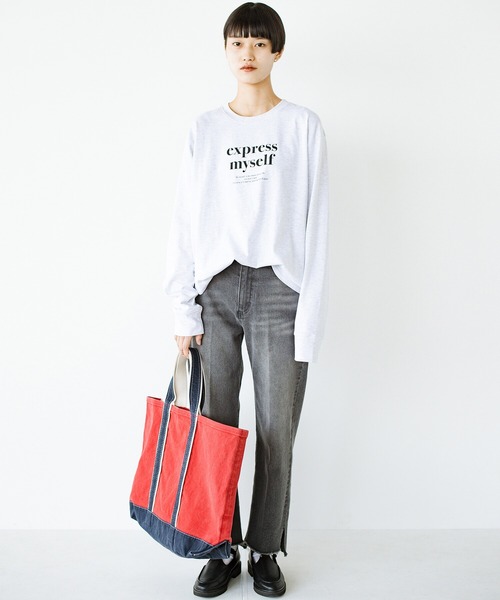 haco!（ハコ）の「自分らしさを出す一歩！コーデも気分も盛り上げて　落ち着きすぎずに大人っぽく見せるオリジナルロゴTシャツby who made me（Tシャツ/カットソー・レディース・オフホワイト/杢グレー・SMALL/MEDIUM/LARGE/X-LARGE）」の8枚目の写真