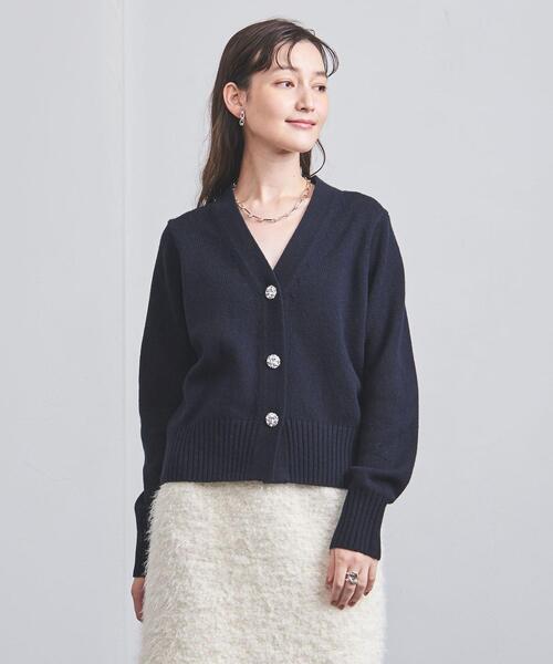 UNITED ARROWS（ユナイテッドアローズ）の「W/CA ビジュー カーディガン（カーディガン/ボレロ・レディース・ライトグレー/ネイビー/オフホワイト・FREE）」の3枚目の写真