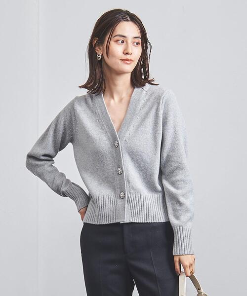 UNITED ARROWS（ユナイテッドアローズ）の「W/CA ビジュー カーディガン（カーディガン/ボレロ・レディース・ライトグレー/ネイビー/オフホワイト・FREE）」の2枚目の写真