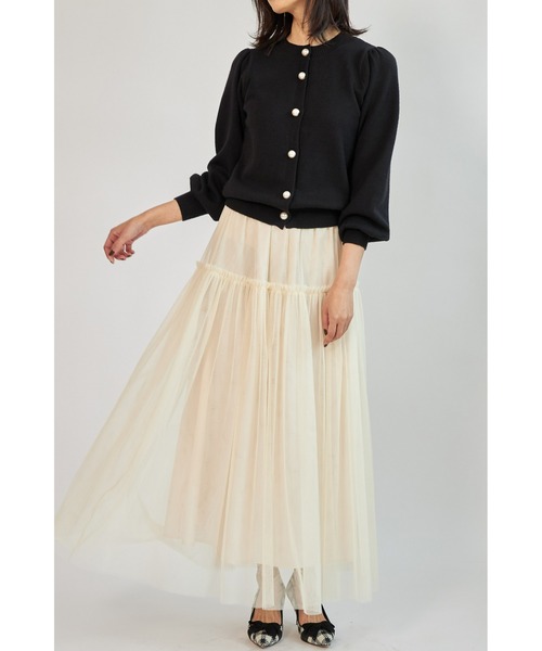 &. NOSTALGIA（アンドドットノスタルジア）の「パールボタンカーディガン（カーディガン/ボレロ・レディース・アイボリー/ブラック/レッド/キャメル・FREE）」の6枚目の写真