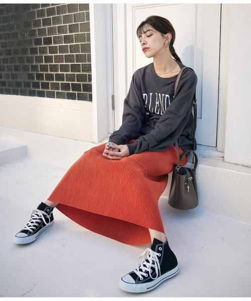 ANAP（アナップ）の「起毛プリーツロングスカート（スカート・レディース・アイボリー/ブラック/オレンジ・FREE）」の4枚目の写真