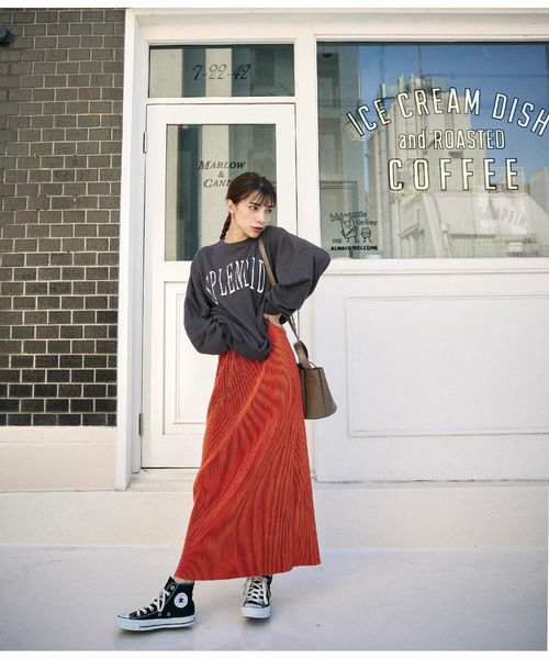 ANAP（アナップ）の「起毛プリーツロングスカート（スカート・レディース・アイボリー/ブラック/オレンジ・FREE）」の6枚目の写真