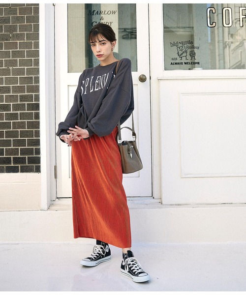 ANAP（アナップ）の「起毛プリーツロングスカート（スカート・レディース・アイボリー/ブラック/オレンジ・FREE）」の5枚目の写真