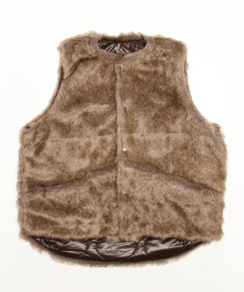 SUNNY  SPORTS（サニースポーツ）の「SUNNY SPORTS / サニースポーツ BIG FUR VEST ビッグ ファーベストユニセックス（ベスト・メンズ・ブラウン/グレー・MEDIUM/FREE）」の3枚目の写真
