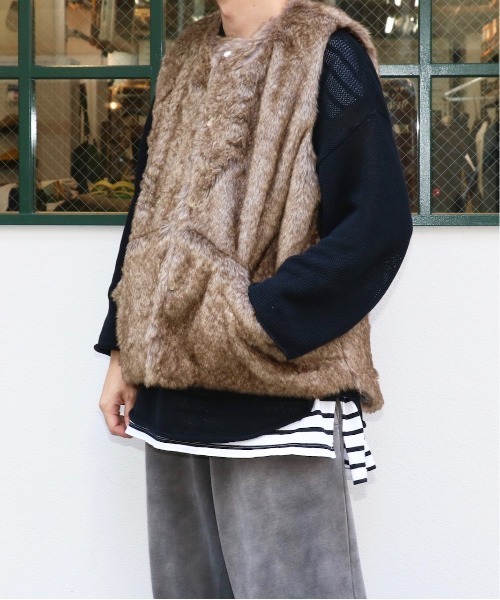 SUNNY  SPORTS（サニースポーツ）の「SUNNY SPORTS / サニースポーツ BIG FUR VEST ビッグ ファーベストユニセックス（ベスト・メンズ・ブラウン/グレー・MEDIUM/FREE）」の19枚目の写真