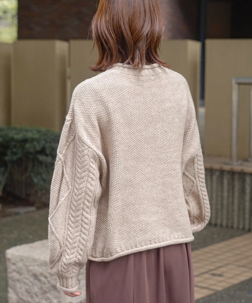 Honeys（ハニーズ）の「横ケーブルニット【WEB限定】（ニット/セーター・レディース・アイボリー/ベージュ系その他/モカ/カーキ・S/M/L）」の15枚目の写真