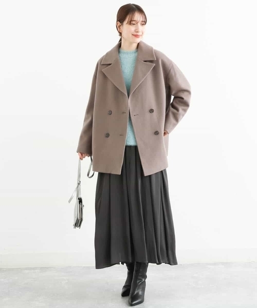 MK MICHEL KLEIN(エムケーミッシェルクラン)の「Super100sウールPコート(ピーコート・レディース・ライトグレー/ブラック/ピンク/モカ・38)」の19枚目の写真