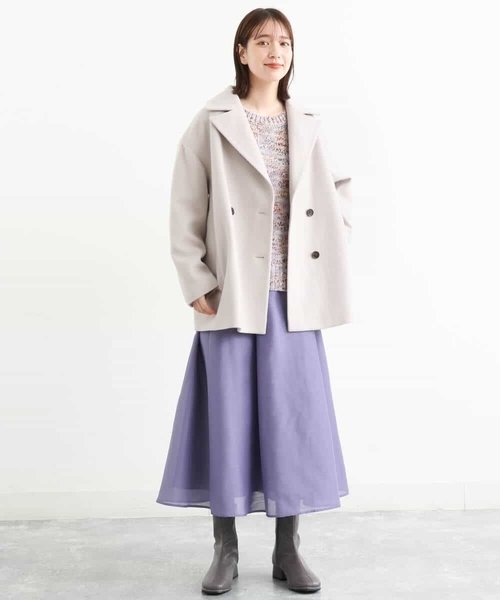 MK MICHEL KLEIN(エムケーミッシェルクラン)の「Super100sウールPコート(ピーコート・レディース・ライトグレー/ブラック/ピンク/モカ・38)」の20枚目の写真