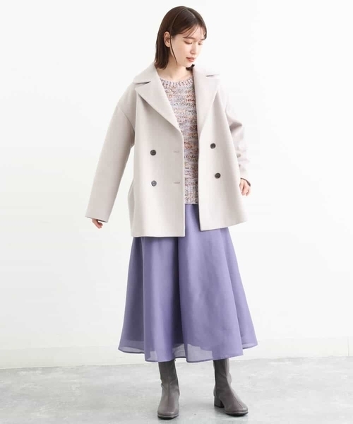 MK MICHEL KLEIN(エムケーミッシェルクラン)の「Super100sウールPコート(ピーコート・レディース・ライトグレー/ブラック/ピンク/モカ・38)」の21枚目の写真