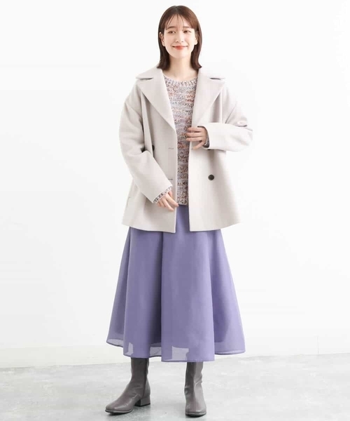 MK MICHEL KLEIN(エムケーミッシェルクラン)の「Super100sウールPコート(ピーコート・レディース・ライトグレー/ブラック/ピンク/モカ・38)」の22枚目の写真