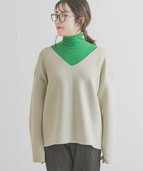 ITEMS URBANRESEARCH（アイテムズ アーバンリサーチ）の「ダンボールVネックプルオーバー（Tシャツ/カットソー・レディース・チャコールグレー/モカ/ベージュ・FREE）」の10枚目の写真