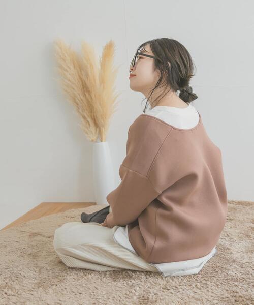 ITEMS URBANRESEARCH（アイテムズ アーバンリサーチ）の「ダンボールVネックプルオーバー（Tシャツ/カットソー・レディース・チャコールグレー/モカ/ベージュ・FREE）」の16枚目の写真