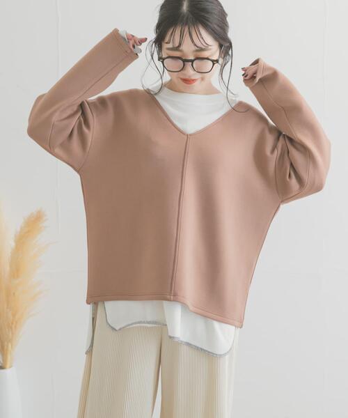 ITEMS URBANRESEARCH（アイテムズ アーバンリサーチ）の「ダンボールVネックプルオーバー（Tシャツ/カットソー・レディース・チャコールグレー/モカ/ベージュ・FREE）」の17枚目の写真