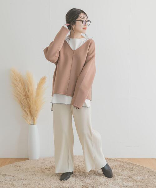 ITEMS URBANRESEARCH（アイテムズ アーバンリサーチ）の「ダンボールVネックプルオーバー（Tシャツ/カットソー・レディース・チャコールグレー/モカ/ベージュ・FREE）」の18枚目の写真