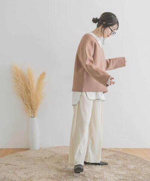 ITEMS URBANRESEARCH（アイテムズ アーバンリサーチ）の「ダンボールVネックプルオーバー（Tシャツ/カットソー・レディース・チャコールグレー/モカ/ベージュ・FREE）」の20枚目の写真